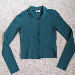 Sunday Best Aritzia Green Collared Long Sleeve Cardigan Sz Small
